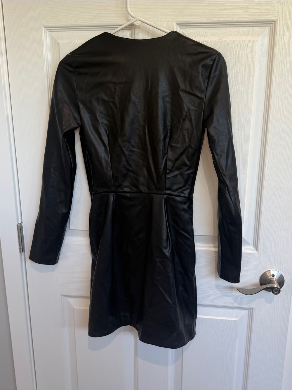ZARA DRAPED FAUX LEATHER DRESS - Picture 9 of 11